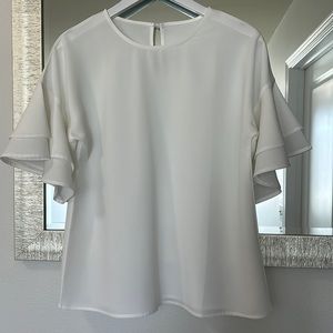 Elegant White Ruffle Sleeve Top